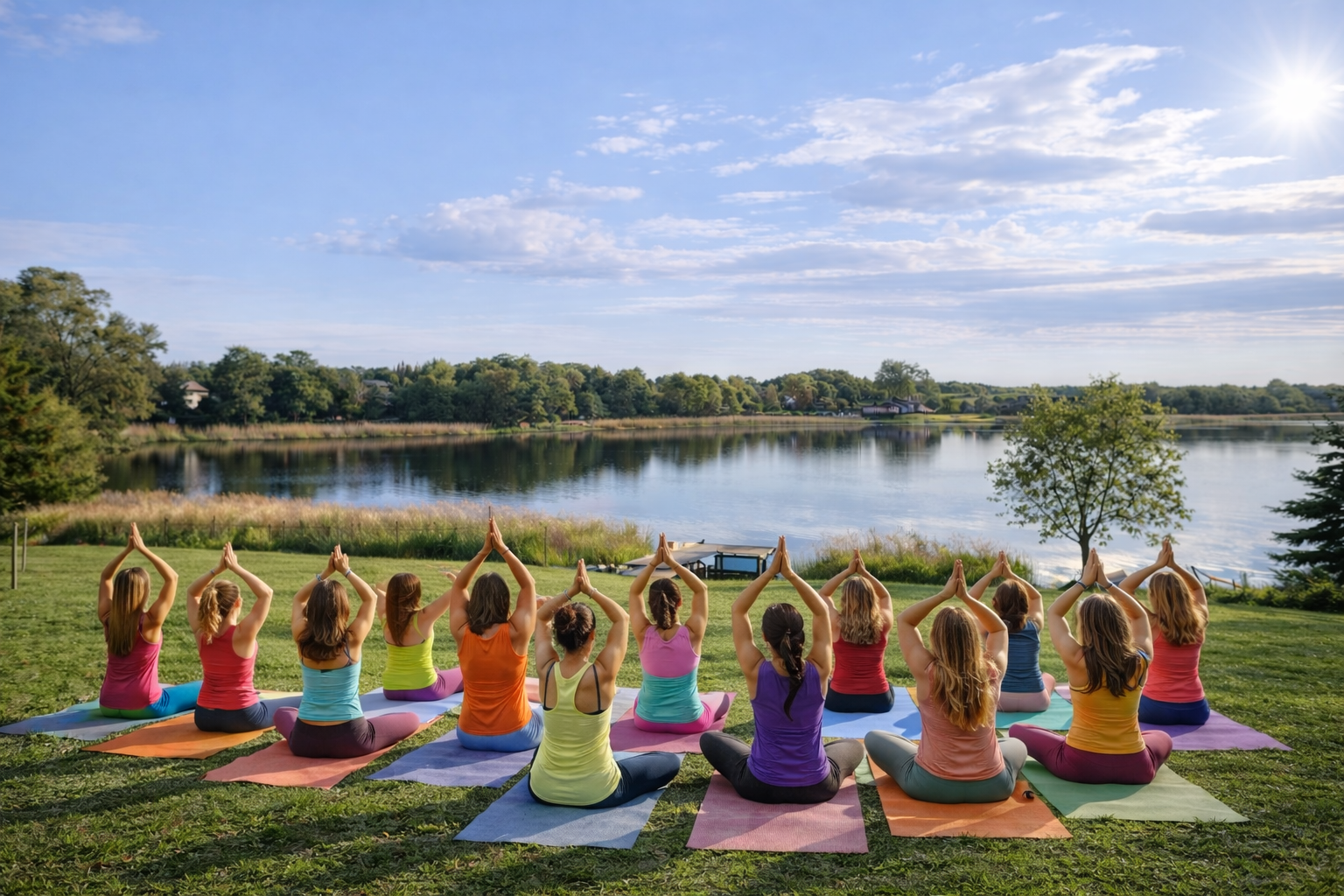 Joga w plenerze nad jeziorem